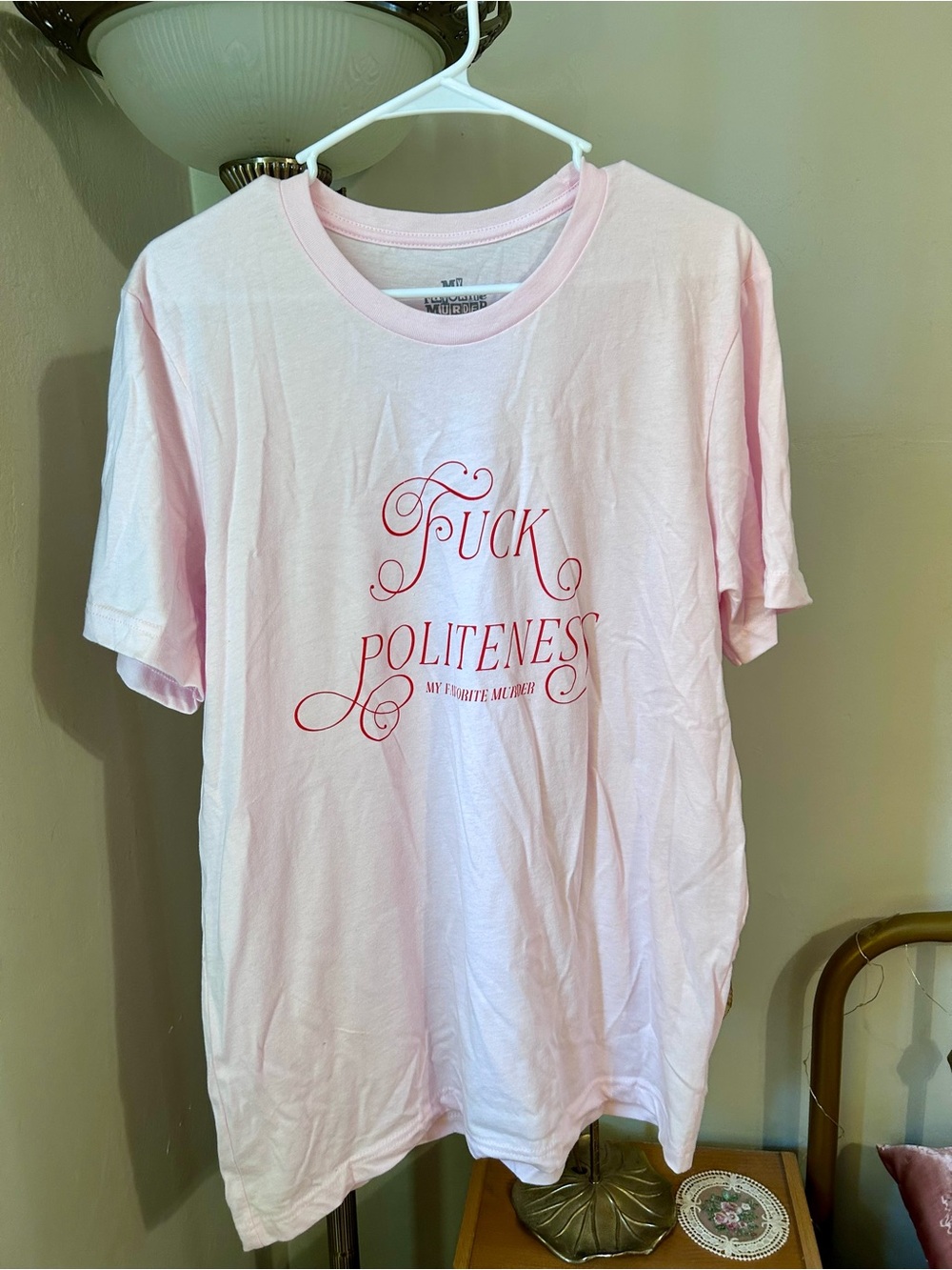 F*ck politeness pink My Favorite Murder podcast tee shirt mfm top 100% cotton